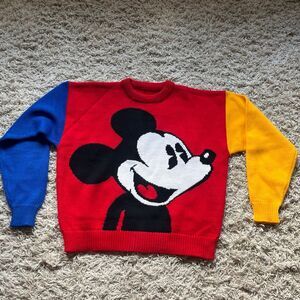 Vintage Mickey&Co. Mickey Face. 100% Acrylic. Primary Colorblock. Size L